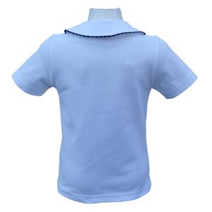 Polo cotone piquet bianco manica corta colletto tondo con profilo colorato serpentina - Magia di Nonna