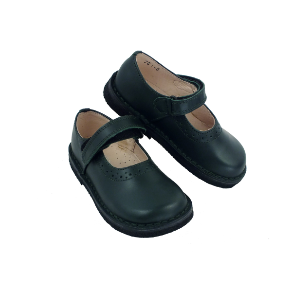 Scarpe in pelle decoro forato chiusura a strappo suola scura style 701 Nonna Magali 36 VERDE Inverno