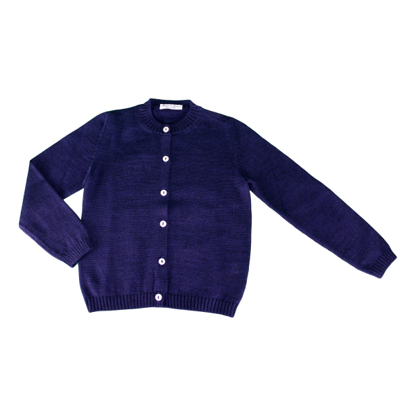 Cardigan liscio lana merinos collo coreana allacciatura SX - Magia di Nonna