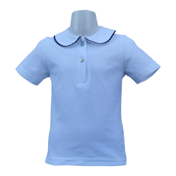 Polo cotone piquet bianco manica corta colletto tondo con profilo colorato serpentina - Magia di Nonna