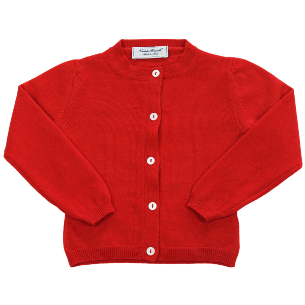 Merino wool cardigan 12 GG Korean collar buttoned on the left - Nonna Magali