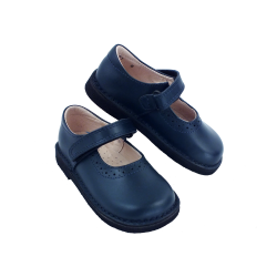 Scarpe in pelle decoro forato chiusura a strappo suola scura style 701 - Nonna Magali