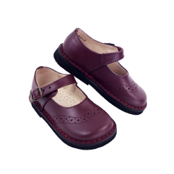 Scarpe in pelle decoro forato a coda di rondine chiusura con fibbia suola scura style 789 - Nonna Magali