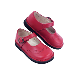 Scarpe in pelle decoro forato a coda di rondine chiusura con fibbia suola scura style 789 - Nonna Magali