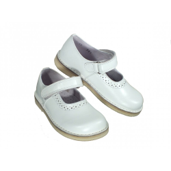 Scarpe in pelle con decoro forato chiusura strappo suola chiara style 701 - Nonna Magali
