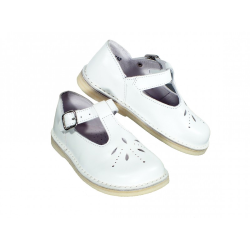Scarpe in pelle decoro forato a fiore chiusura con fibbia style 793 - Nonna Magali