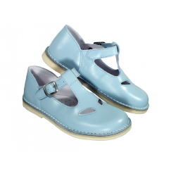 Sandalo in pelle con occhietti chiusura cinturino con fibbia suola chiara style 792 - Nonna Magali