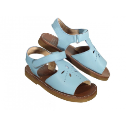 Sandalo in pelle decoro forato a forma di fiore chiusura a strappo style 2631 - Nonna Magali
