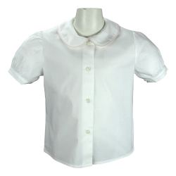 Camicia cotone M/C a sbuffo colletto tondo coda di topo - PettiRosso