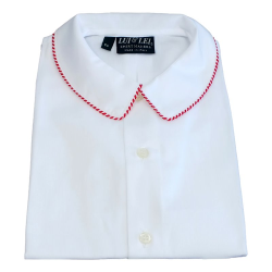 Camicia cotone tinta unita M/C con colletto a punta bordato - Lui & Lei