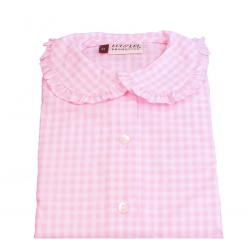 Camicia cotone M/C a sbuffo colletto con rouches - Lui & Lei