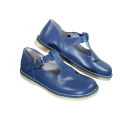 Sandalo in pelle con occhietti chiusura cinturino con fibbia suola chiara style 792 - Nonna Magali