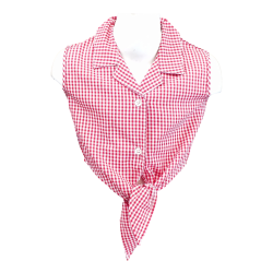 Camicia cotone smanicata da annodare in vita tinta unita o fantasie - PettiRosso