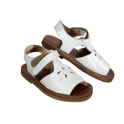 Sandalo in pelle decoro forato a forma di fiore chiusura a strappo style 2631 - Nonna Magali