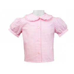 Camicia cotone M/C a sbuffo colletto con rouches - Lui & Lei