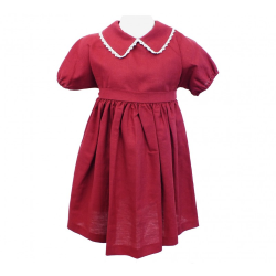 Vestito lino M/C colletto ricamato uncinetto - Fancy La Stupenderia