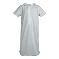 Camicia notte cotone piquet M/C colletto tondo e profili serpentina - PettiRosso