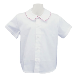 Camicia cotone M/C colletto a punta bordato - PettiRosso
