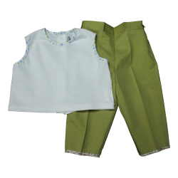 Completo cotone canotta/pantalone alla pescatora con profili bordati - Fancy La Stupenderia