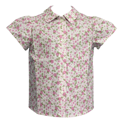 Camicia cotone M/C a sbuffo colletto a punta - Nonna Magali