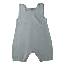 Salopette in maglia di cotone rifiniture a uncinetto con apertura sotto - Magia di Nonna