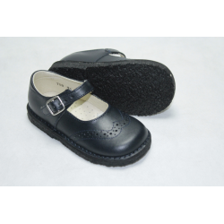 Scarpe in pelle con decoro forato chiusura con fibbia suola in para scura style 789 - Nonna Magali