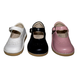 Scarpe in pelle con decoro a coda di rondine chiusura  con fibbia suola in para chiara style 789 - Nonna Magali