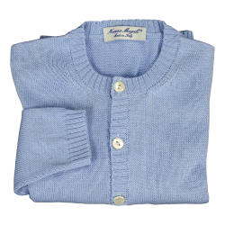 Cardigan cotone collo coreana profili coste allacciatura DX - Magia di Nonna