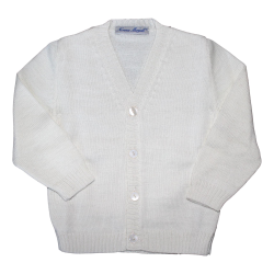 Cardigan cotone scollo a V profili a coste allacciatura DX - Nonna Magali