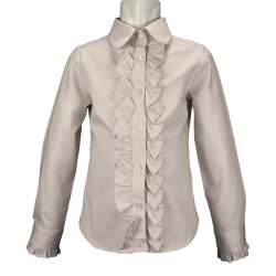 Camicia cotone M/L colletto stondato e jabot - Lui & Lei