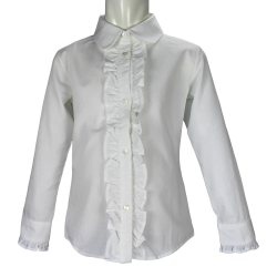 Camicia cotone M/L colletto stondato e jabot - Lui & Lei