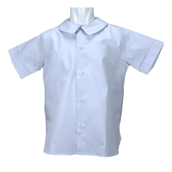 Camicia cotone tinta unita M/C con colletto a punta bordato - Lui & Lei