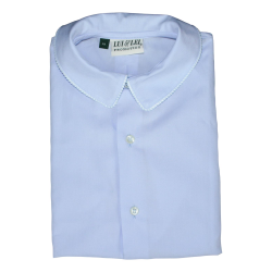 Camicia cotone tinta unita M/C con colletto a punta bordato - Lui & Lei