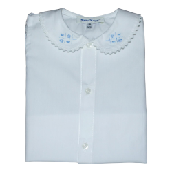Camicia cotone M/C collo tondo serpentina e ricamo - Nonna Magali