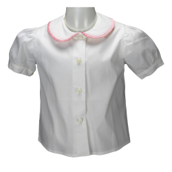 Camicia cotone M/C a sbuffo colletto plissettato - PettiRosso