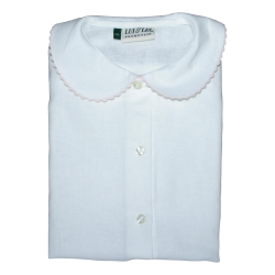 Camisa de lino de algodón M / C cuello puff cuello redondo perfil serpentino - Lui & Lei