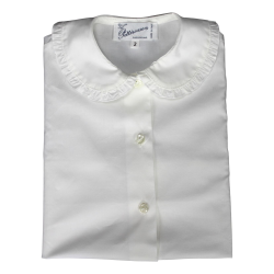 Camicia cotone M/C a sbuffo colletto tondo con rouches - PettiRosso