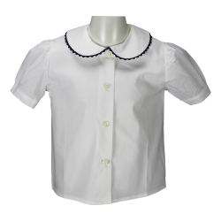 Camicia cotone M/C a sbuffo colletto tondo profilo serpentina - PettiRosso