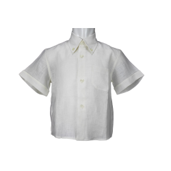 Camicia lino button down a quadri o tinta unita manica corta - Lui & Lei