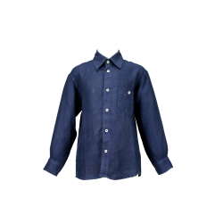 Camicia lino tinta unita M/L colletto a punta con taschino - Lui & Lei