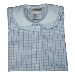 Camicia cotone M/C a sbuffo colletto tondo con rouches e doppio colletto - Lui & Lei