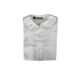 Camicia cotone M/C a sbuffo colletto tondo profilo scozzese - Lui & Lei