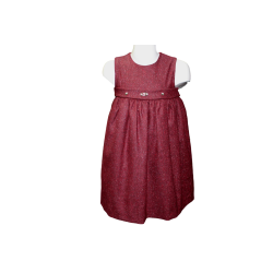 Scamiciato in tessuto tweed misto lana con fascia in vita ricamata - PettiRosso