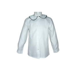 Camicia in caldo cotone bianco  M/L colletto tondo con profilo serpentina - Magia di Nonna