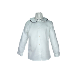 Camicia in caldo cotone bianco  M/L colletto tondo con profilo  - Magia di Nonna