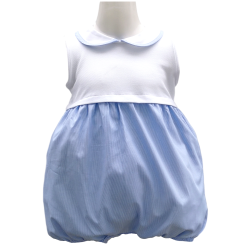 Pagliaccetto cotone piquet bianco e parte inferiore varie fantasie colletto con  profilo abbinato - Magia di Nonna
