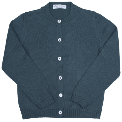Cardigan liscio lana merinos collo coreana allacciatura SX - Magia di Nonna