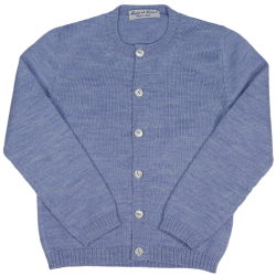Cardigan in lana merinos con collo coreana profili a coste allacciatura verso DX - Magia di Nonna
