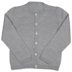 Cardigan in lana merinos con collo coreana profili a coste allacciatura verso DX - Magia di Nonna