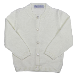 Cardigan liscio lana merinos collo coreana allacciatura verso SX - Magia di Nonna
